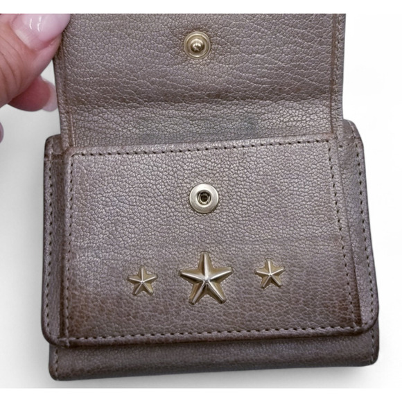 JIMMY CHOO Metallic Leather Gold Stars Tri-Fold Wallet 40718070 - Picture 4 of 12